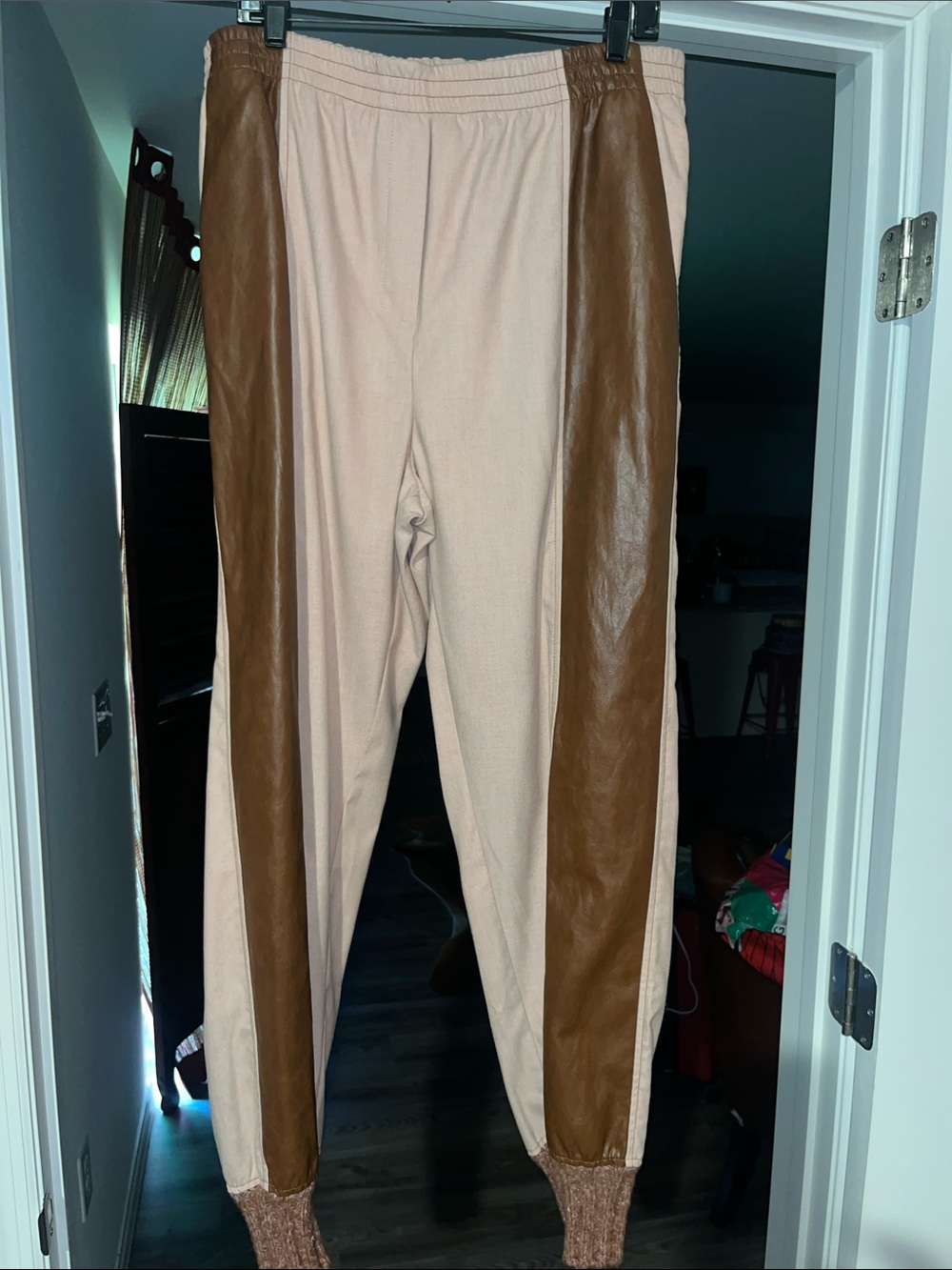 Beatrice Joggers with Faux Leather Knit Inserts